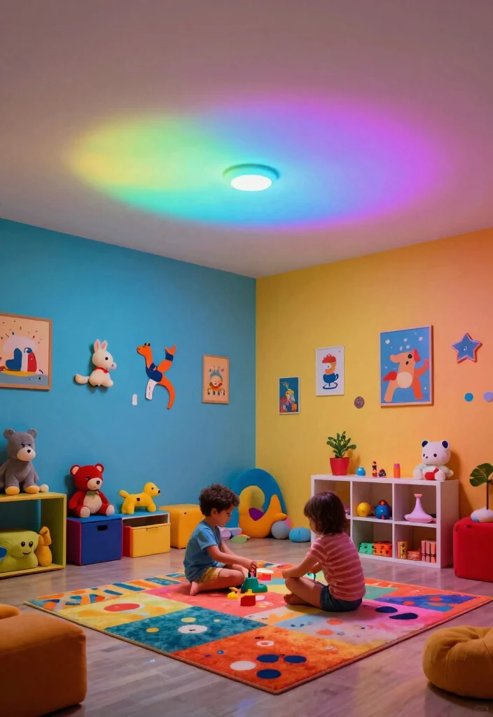 15 Kids Room Lighting Ceiling Ideas That Actually Stay Clean - 7. Color-Changing Mood Lights 1