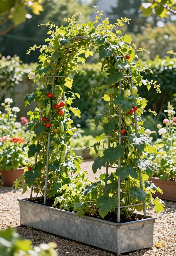 15 Metal Raised Garden Beds That Last Through Any Climate - 6. Metal Garden Planters with Trellises 1