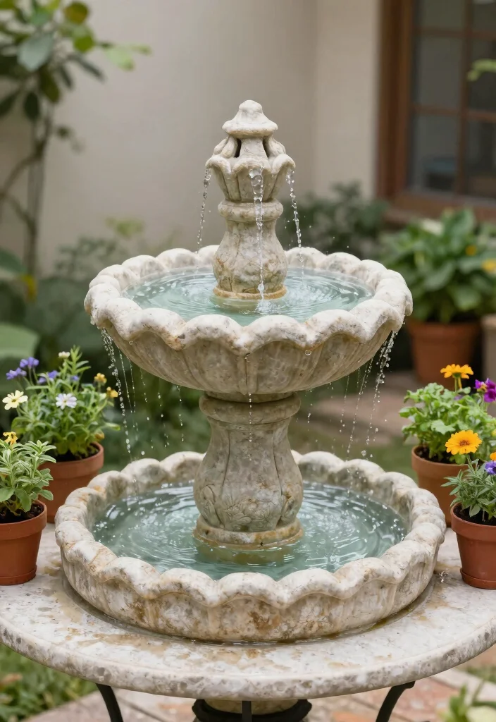 15 Patio Water Feature Ideas That Don't Need Buried Plumbing - 12. Tabletop Fountain 1
