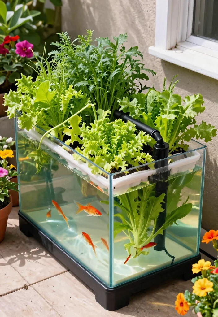 15 Patio Water Feature Ideas That Don't Need Buried Plumbing - 15. Aquaponics System 1