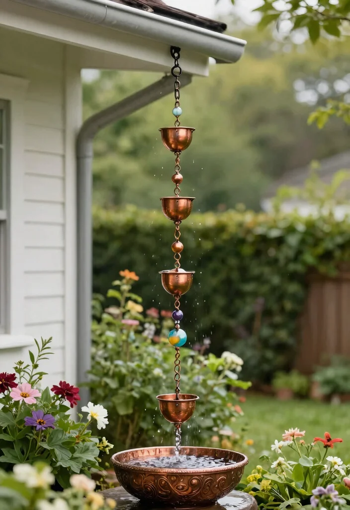 15 Patio Water Feature Ideas That Don't Need Buried Plumbing - 3. DIY Rain Chain 1