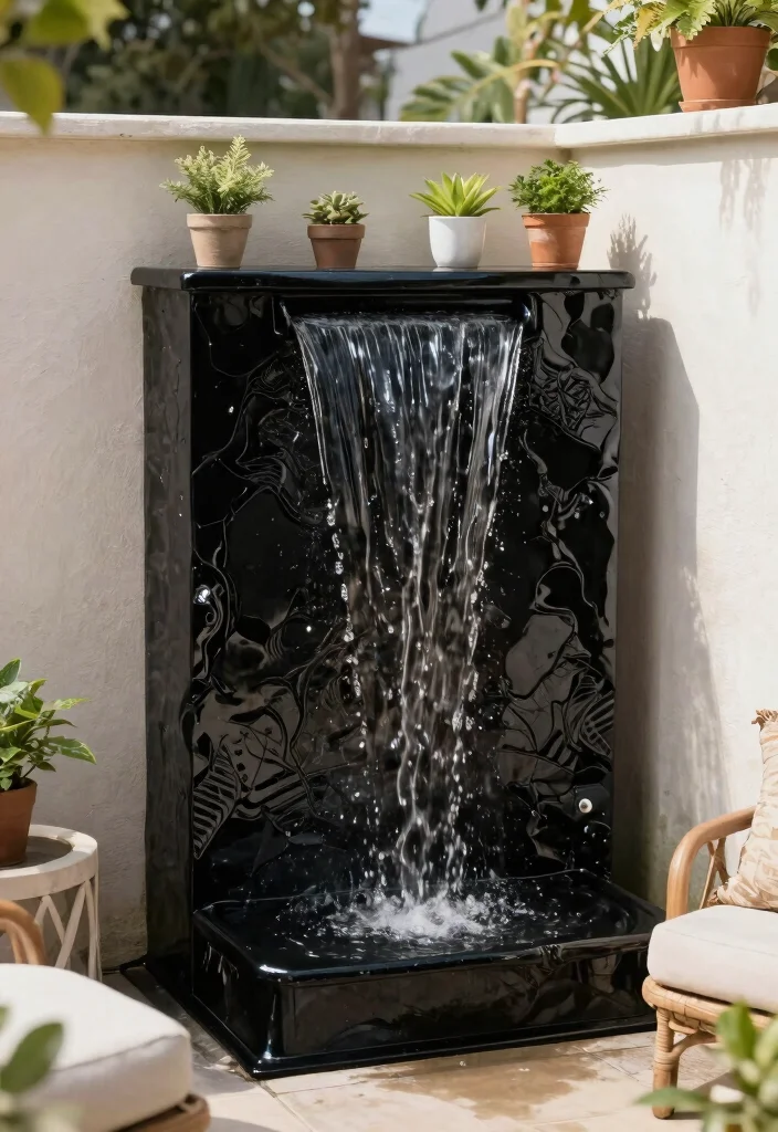 15 Patio Water Feature Ideas That Don't Need Buried Plumbing - 4. Portable Water Wall 1