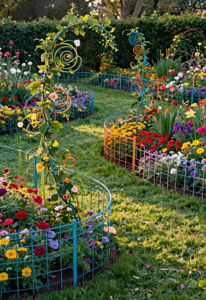 15 Wire Fence Ideas That Keep Animals Out Without Blocking Views - 7. Spiral Wire Fences for a Whimsical Touch 1