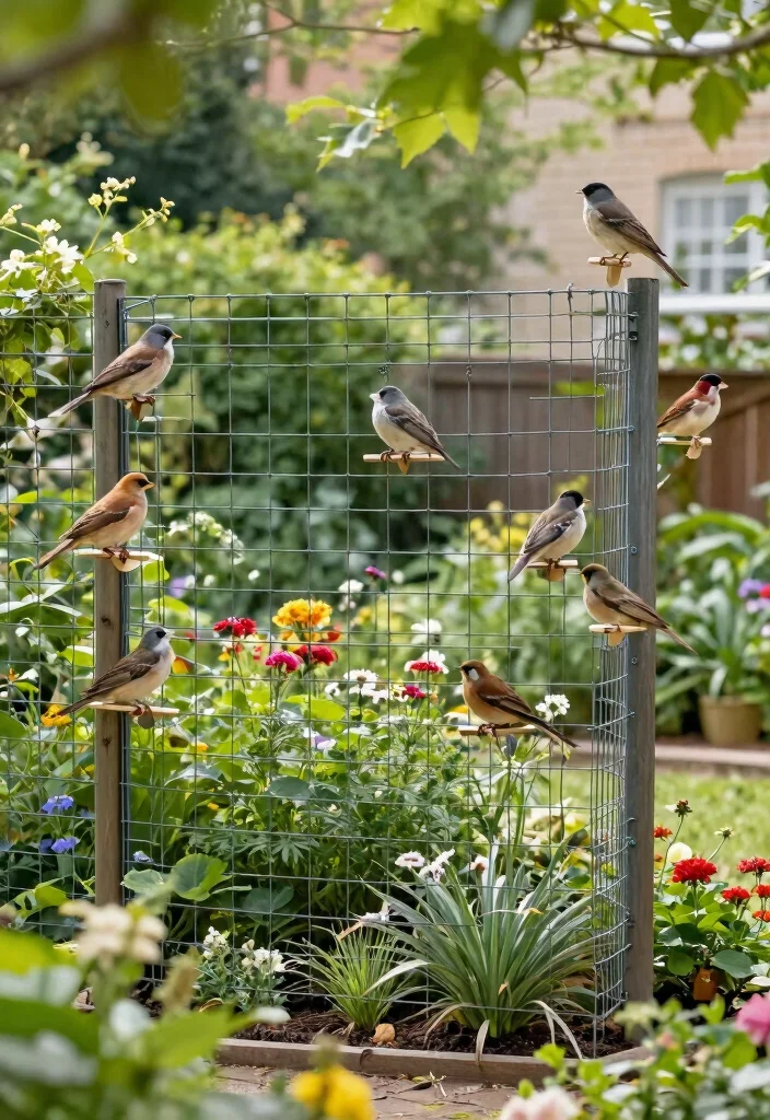 15 Wire Fence Ideas That Keep Animals Out Without Blocking Views - 8. Wire Fencing with Built-In Bird Perches 1