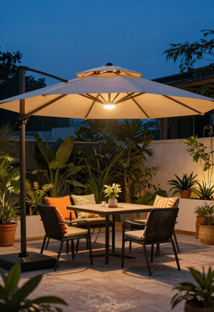 18 Backyard Lighting Ideas That Run on Solar for Zero Wiring - 13. Solar Lighted Umbrellas 1