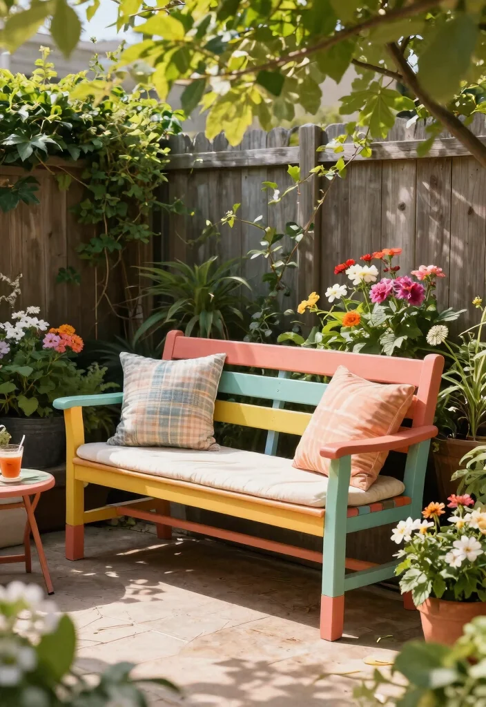 18 Colorful Patio Decor Ideas That Don't Fade in Full Sun - 11. Functional Garden Benches 1