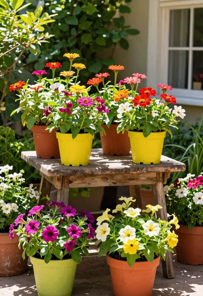 18 Colorful Patio Decor Ideas That Don't Fade in Full Sun - 16. Sun-Kissed Floral Arrangements 1