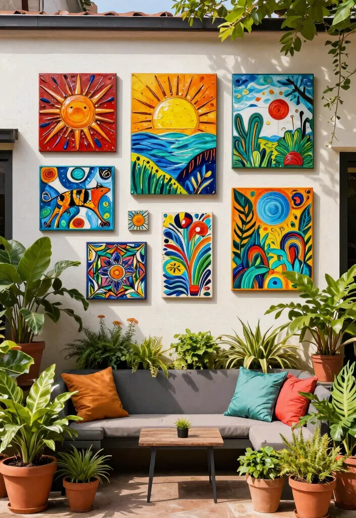18 Colorful Patio Decor Ideas That Don't Fade in Full Sun - 6. Sun-Resistant Wall Art 1