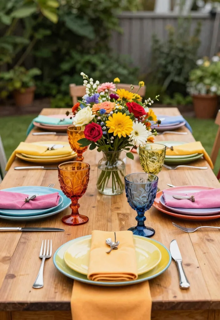 18 Colorful Patio Decor Ideas That Don't Fade in Full Sun - 7. Bold Tableware 1