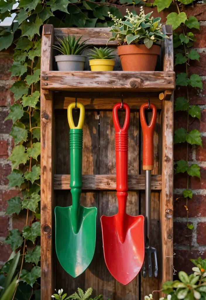 18 Outdoor Storage Ideas That Keep Tools Dry and Out of Sight - 1. Vertical Garden Tool Rack 1