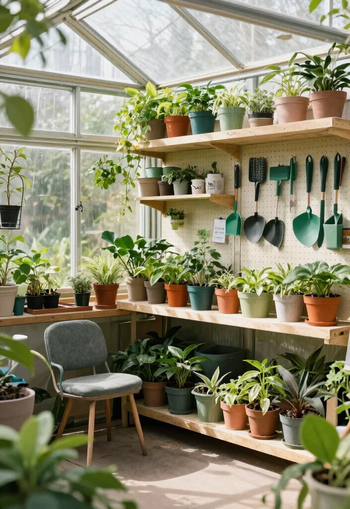 18 Outdoor Storage Ideas That Keep Tools Dry and Out of Sight - 10. Greenhouse Storage Solutions 1