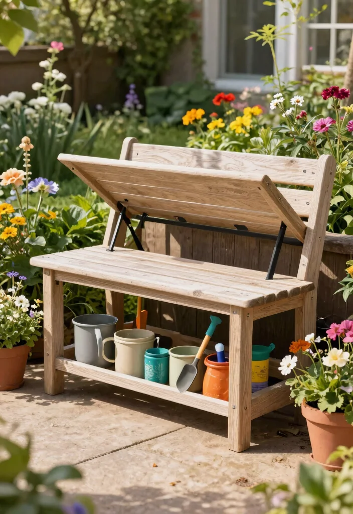 18 Outdoor Storage Ideas That Keep Tools Dry and Out of Sight - 13. Under-Bench Storage 1