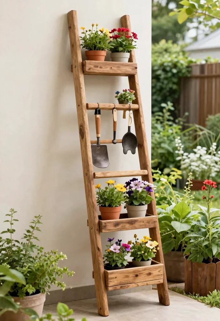 18 Outdoor Storage Ideas That Keep Tools Dry and Out of Sight - 16. Use of Hanging Ladders 1