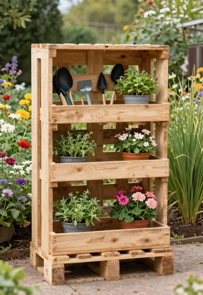 18 Outdoor Storage Ideas That Keep Tools Dry and Out of Sight - 4. DIY Pallet Garden Storage 1