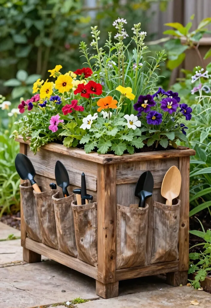 18 Outdoor Storage Ideas That Keep Tools Dry and Out of Sight - 6. Vertical Planter with Storage 1