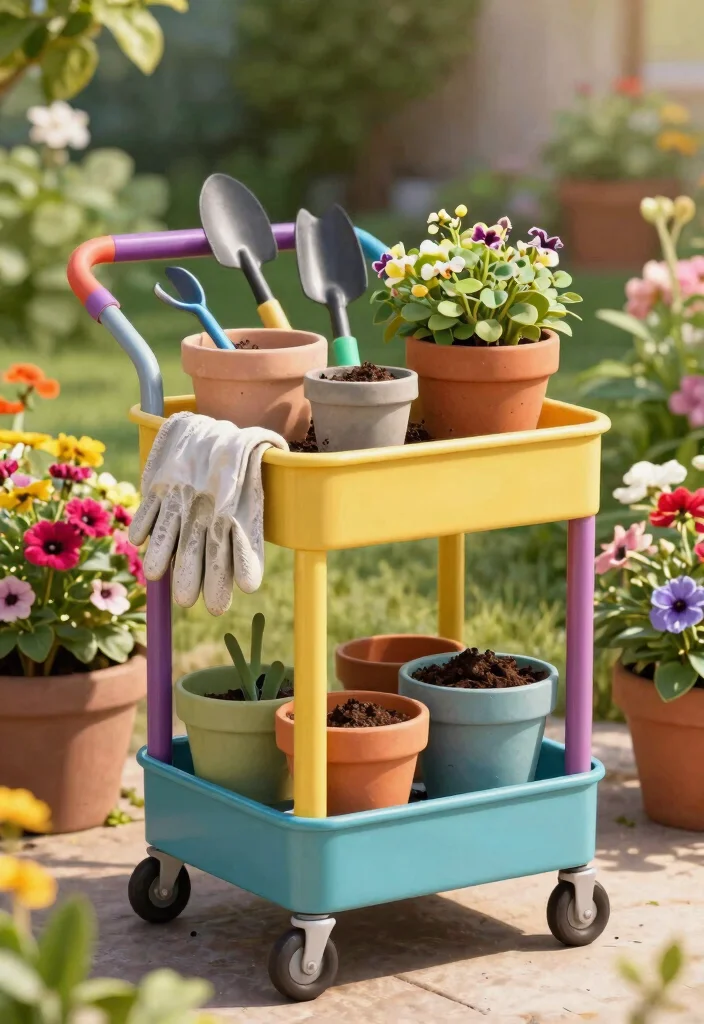 18 Outdoor Storage Ideas That Keep Tools Dry and Out of Sight - 7. Rolling Storage Cart 1