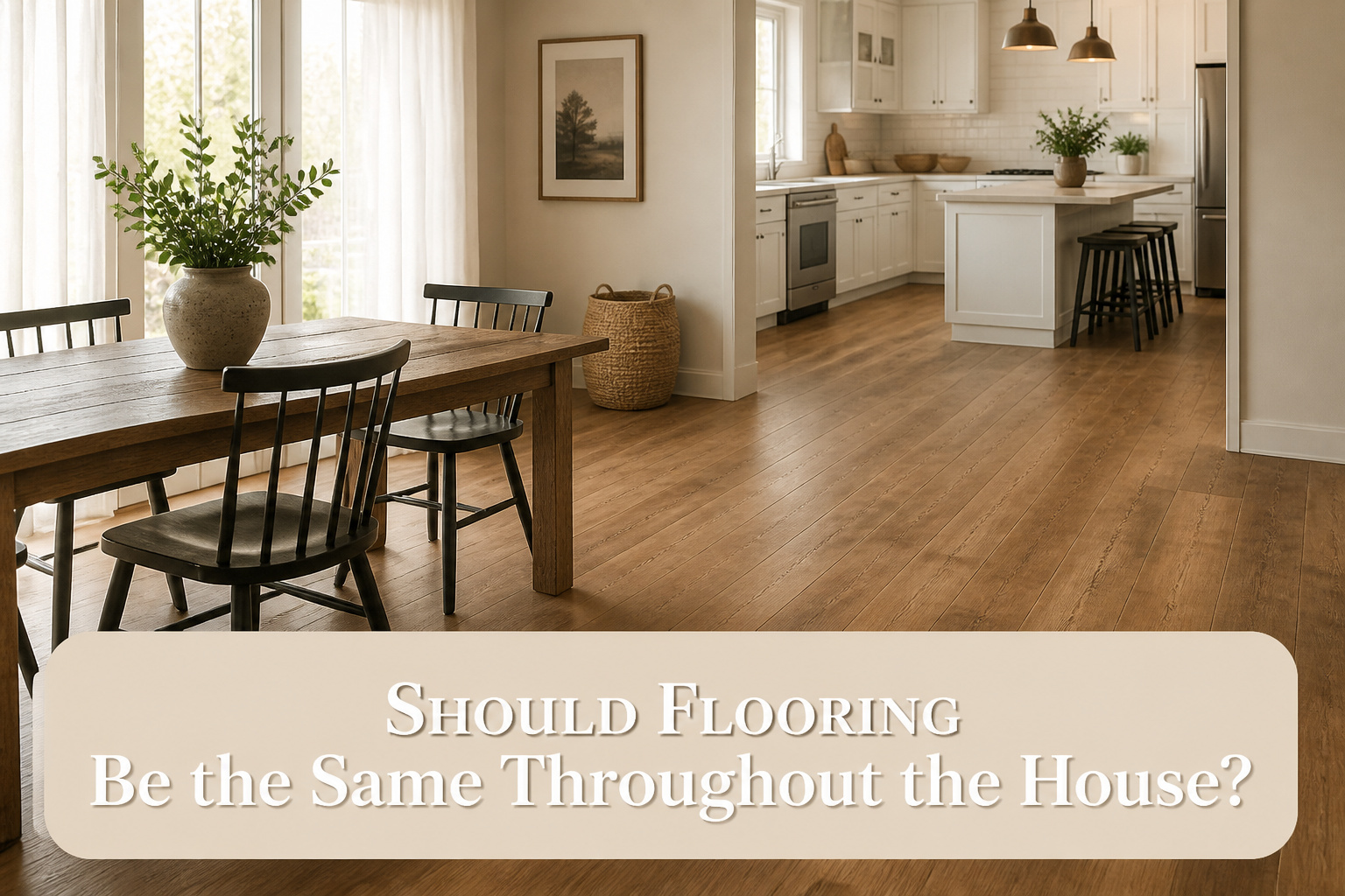 Contemporary living space with consistent flooring throughout.